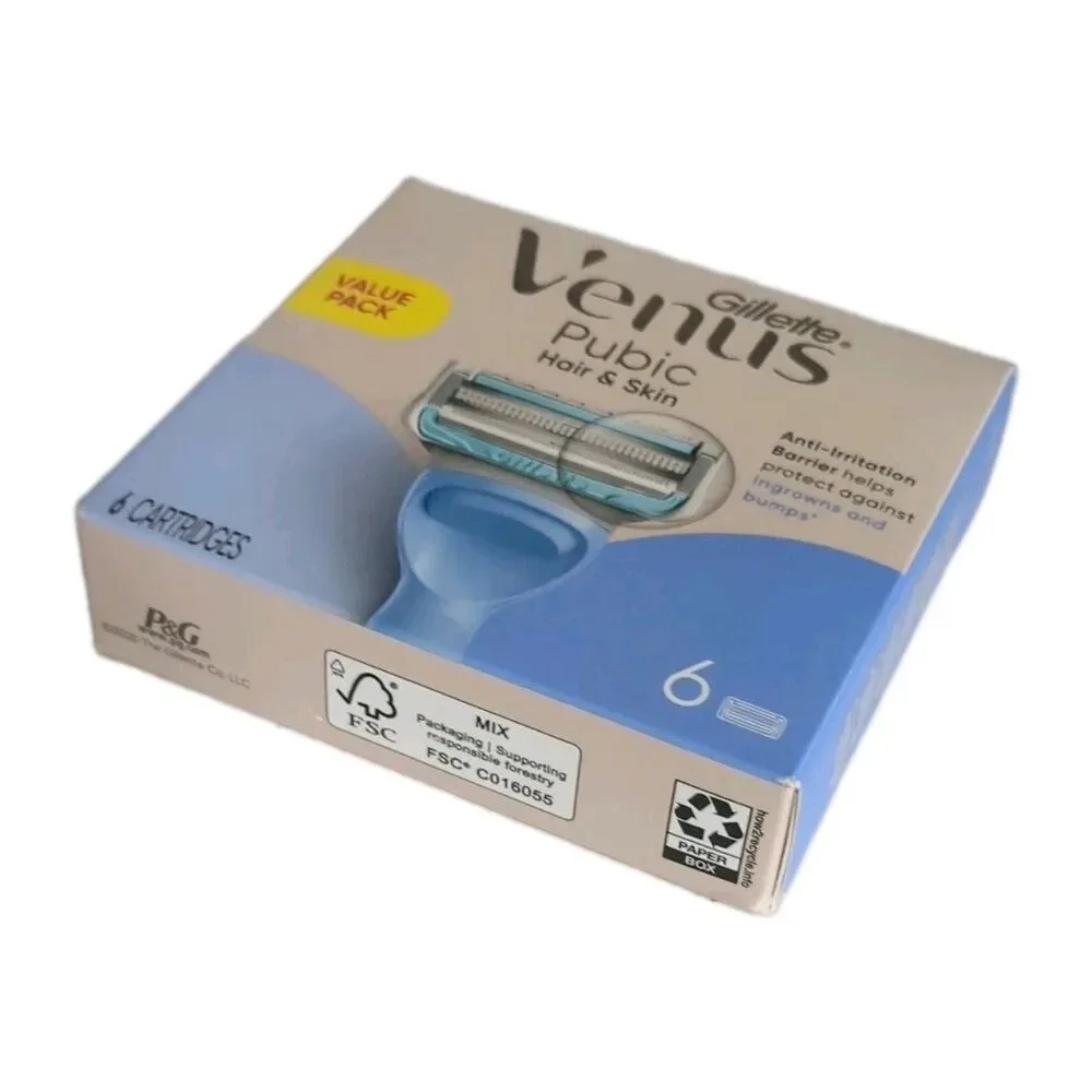 NEW GILLETTE VENUS PUBIC HAIR & SKIN 6-PACK VALUE PACK REFILL CARTRIDGES